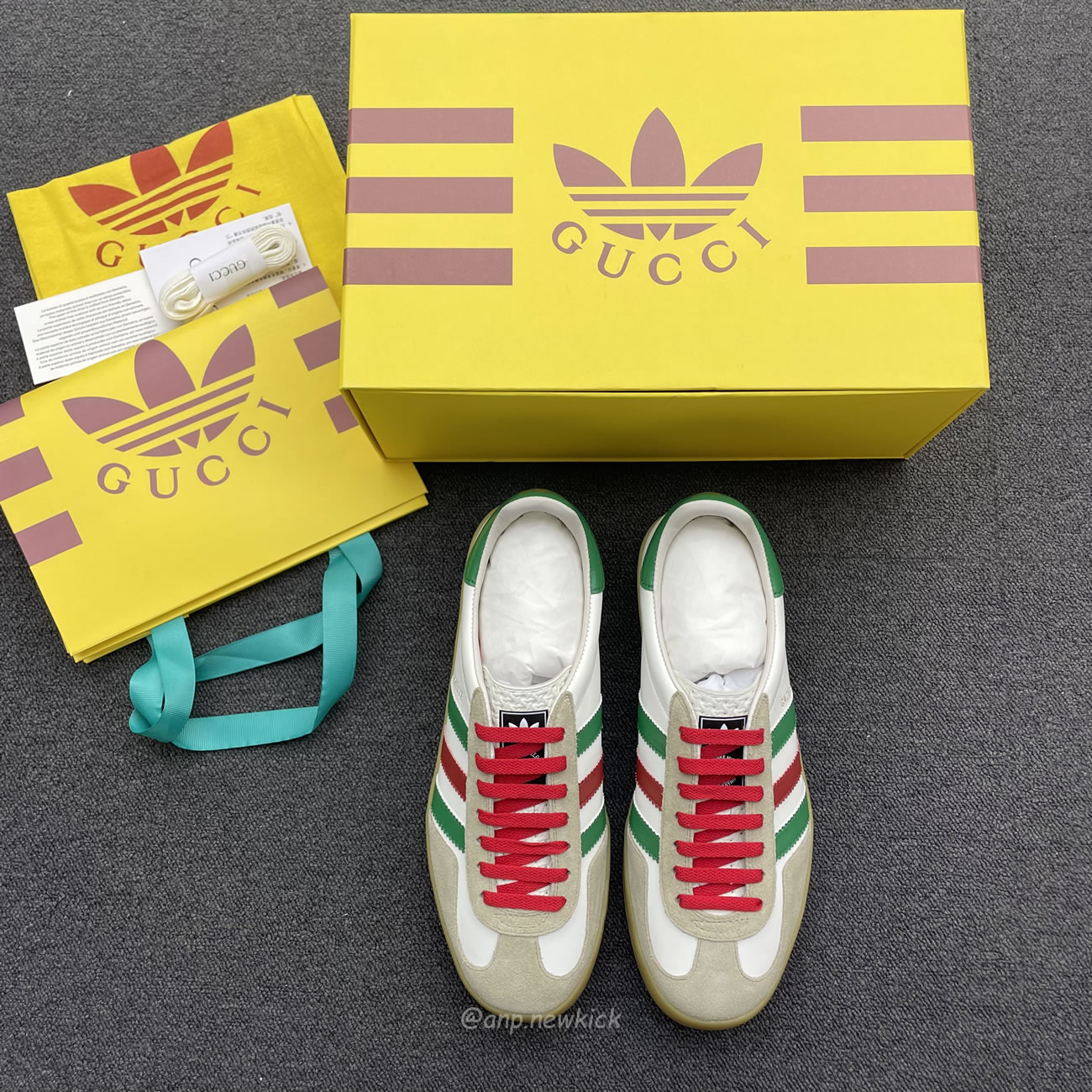 Adidas X Gucci Gazelle White Green Red 726487 Aaa43 9547 (8) - newkick.cc